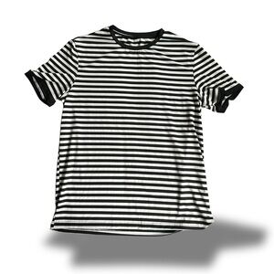 Black and White Striped Pugsley T-Shirt Alternative Goth Punk Gay, LGBTQ